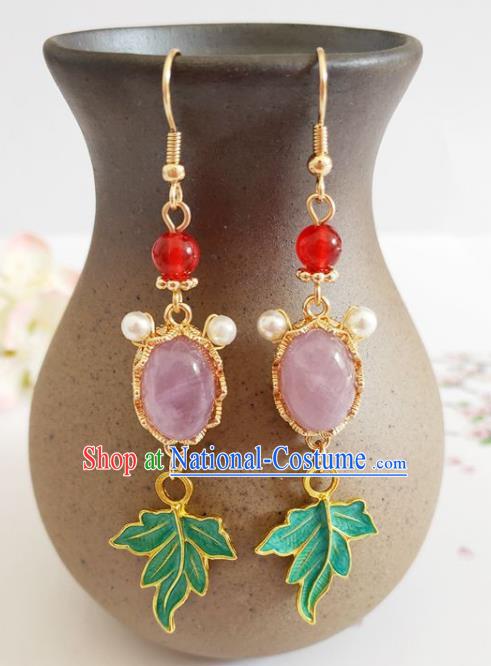 Traditional Chinese Handmade Pink Goldfish Earrings Ancient Hanfu Ear Accessories for Women