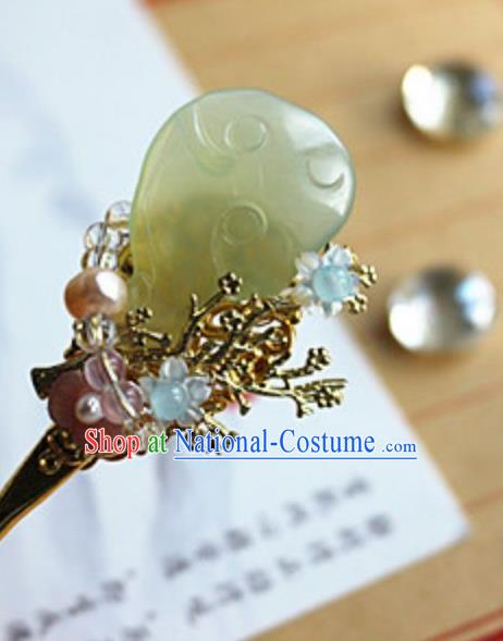 Traditional Chinese Palace Carving Jade Hairpin Headdress Ancient Court Hair Accessories for Women