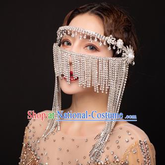 Traditional Chinese Stage Show Tassel Hair Clasp Mask Headdress Handmade Catwalks Hair Accessories for Women