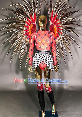 Top Stage Show Brazilian Carnival Costume Catwalks Deluxe Miami Feathers Wings for Women