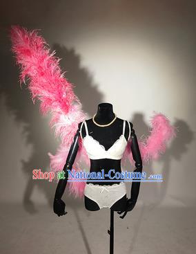 Top Catwalks Deluxe Miami Pink Feather Wings Stage Show Brazilian Carnival Costume for Women