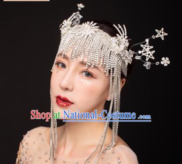 Traditional Chinese Stage Show Crystal Tassel Hair Clasp Headdress Handmade Catwalks Hair Accessories for Women