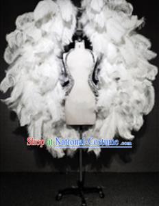 Top Miami Catwalks White Feather Wings Stage Show Brazilian Carnival Costume for Women