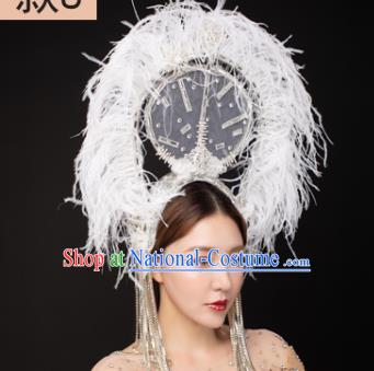 Traditional Chinese Stage Show Feather Headdress Handmade Catwalks Hair Accessories for Women