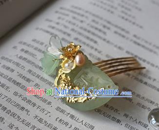 Traditional Chinese Palace Jade Hair Comb Headdress Ancient Court Hair Accessories for Women