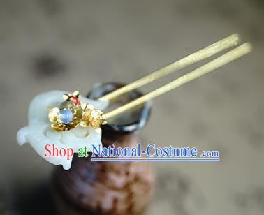 Traditional Chinese Palace Carving Jade Hairpin Headdress Ancient Court Hair Accessories for Women