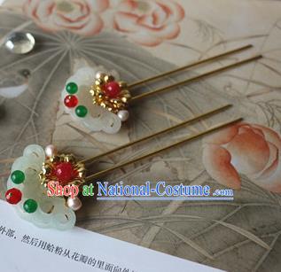 Traditional Chinese Tang Dynasty Palace Jade Hairpin Headdress Ancient Court Hair Accessories for Women