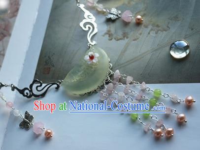 Traditional Chinese Handmade Jade Carving Necklace Ancient Hanfu Necklet Accessories for Women