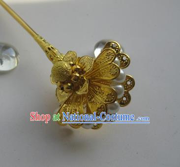 Traditional Chinese Bride Golden Ginkgo Leaf Hairpin Headdress Ancient Court Hair Accessories for Women