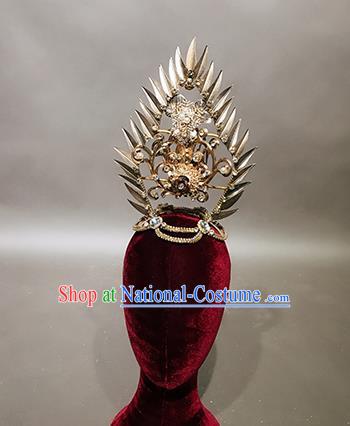 Traditional Chinese Stage Show Golden Hair Crown Headdress Handmade Catwalks Hair Accessories for Women