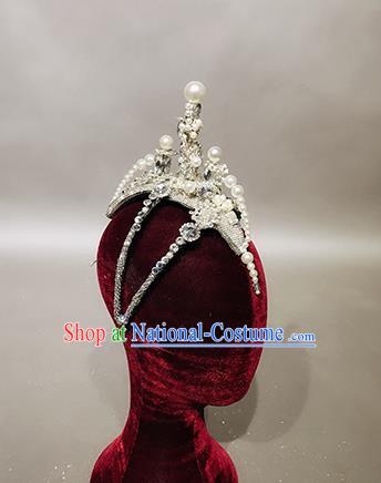 Top Stage Show Argent Royal Crown Headdress Handmade Catwalks Hair Accessories for Women