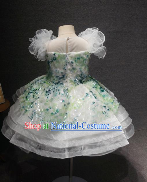 Top Grade Children Birthday White Veil Bubble Short Dress Catwalks Stage Show Princess Costume for Kids