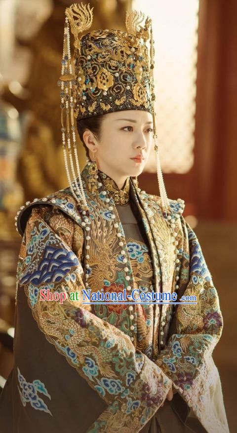 Chinese Ancient Drama Empress of the Ming Dynasty Sun Ruowei Tang Wei Replica Costumes and Headpiece Complete Set