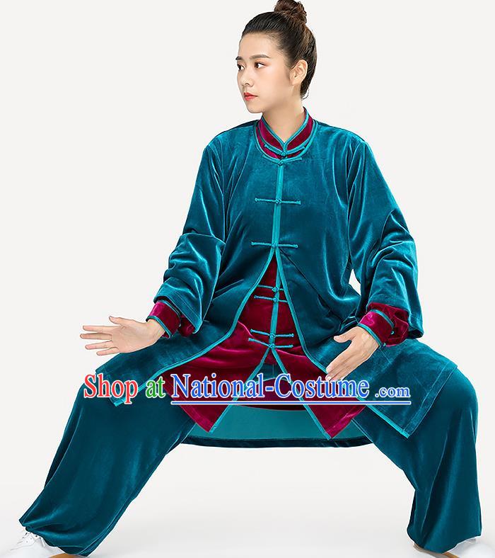 Traditional Chinese Tai Chi Competition Pleuche Outfits Martial Arts Stage Performance Costumes for Women