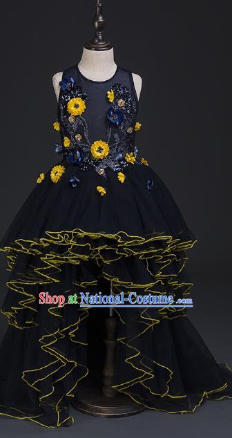 Top Children Cosplay Princess Navy Full Dress Compere Catwalks Stage Show Dance Costume for Kids