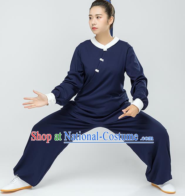 Traditional Chinese Tai Chi Kung Fu Navy Outfits Martial Arts Stage Performance Costumes for Women