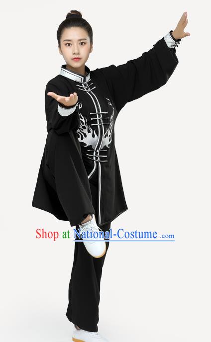 Top Tai Chi Kung Fu Black Outfits Chinese Traditional Martial Arts Stage Performance Costumes for Women