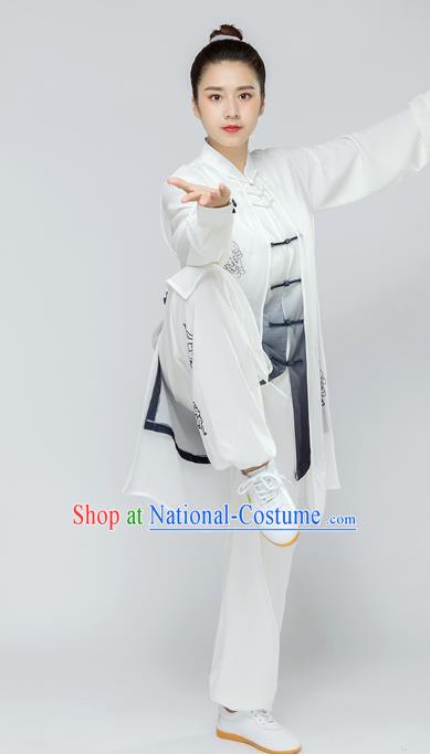 Top Tai Chi Kung Fu Hand Painting Clouds Outfits Chinese Traditional Martial Arts Stage Performance Costumes for Women