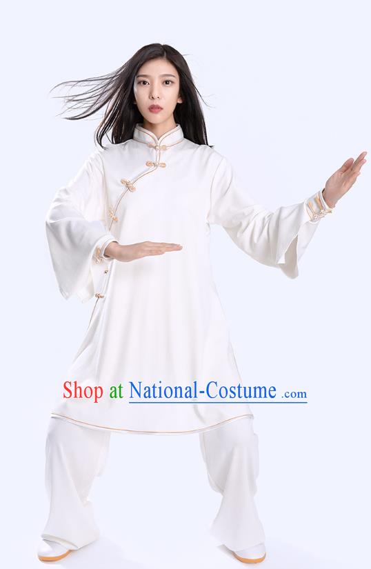 Top Tai Chi Kung Fu Competition White Outfits Chinese Traditional Martial Arts Costumes for Women