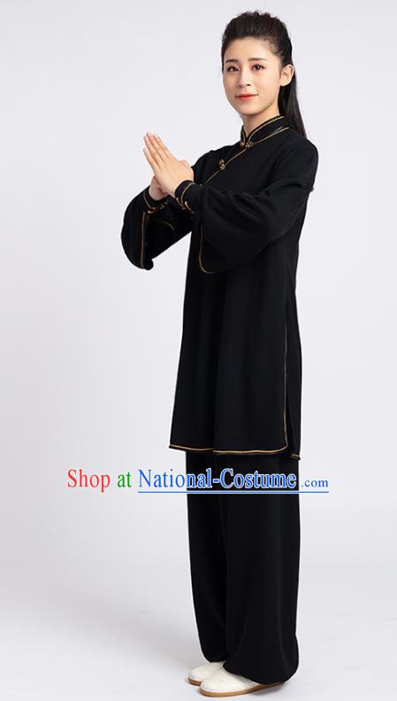 Top Chinese Tai Chi Kung Fu Black Outfits Traditional Martial Arts Competition Costumes for Women