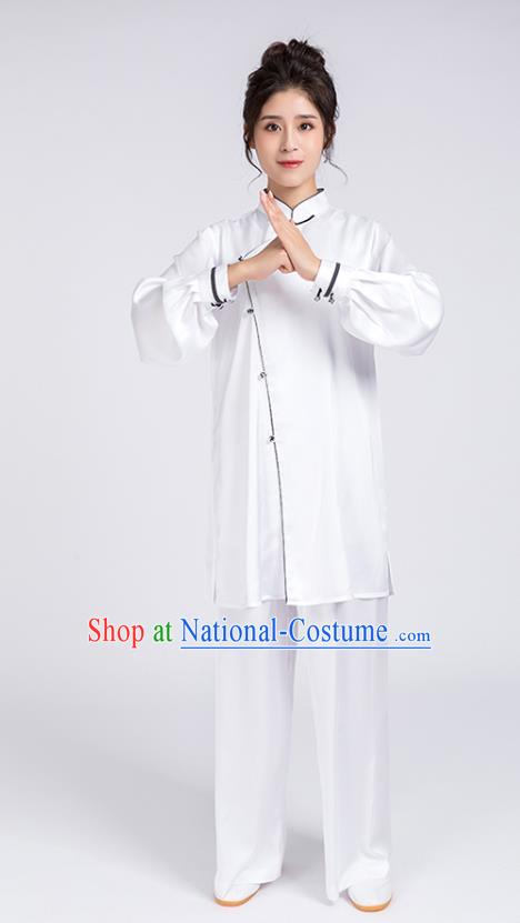 Top Chinese Martial Arts Black Edge Outfits Traditional Tai Chi Kung Fu Training Costumes for Women