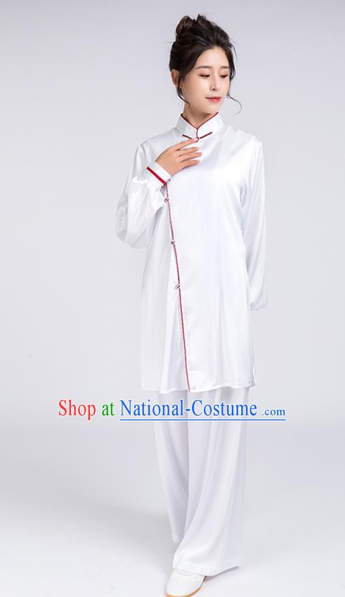 Top Chinese Martial Arts Red Edge Outfits Traditional Tai Chi Kung Fu Training Costumes for Women