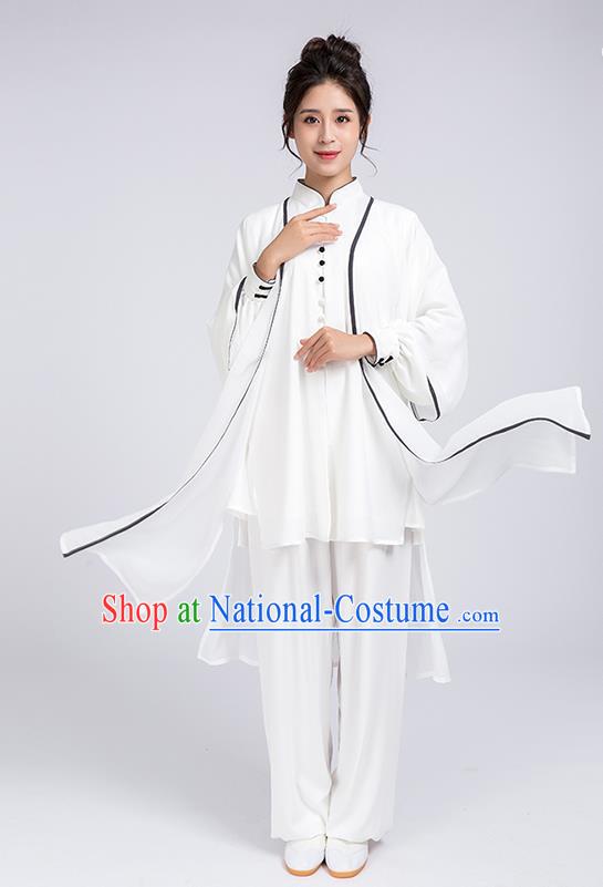 Top Chinese Martial Arts Black Edge Outfits Traditional Tai Chi Kung Fu Training Costumes for Women