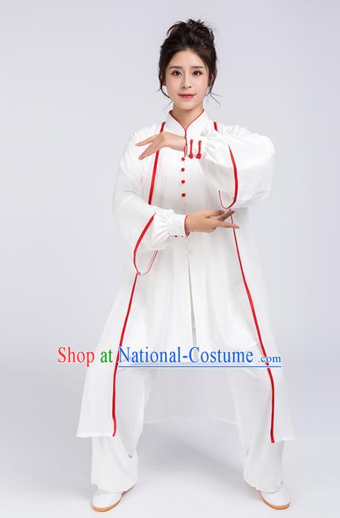 Top Chinese Martial Arts Red Edge Outfits Traditional Tai Chi Kung Fu Training Costumes for Women