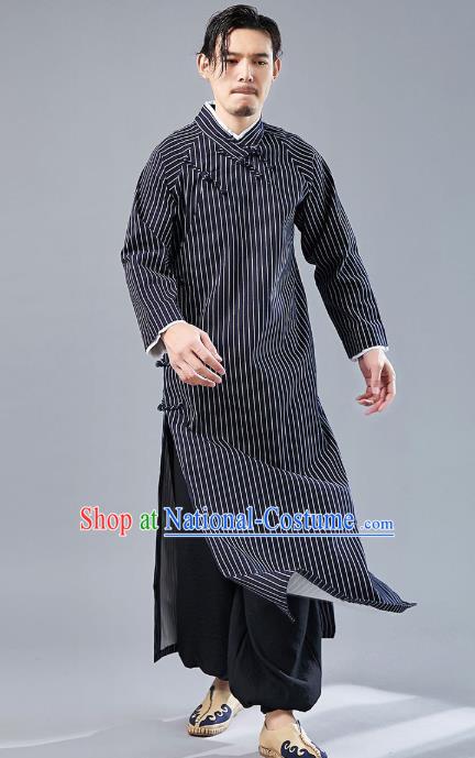 Top Chinese Tang Suit Flax Robe Traditional Republic of China Kung Fu Costumes for Men