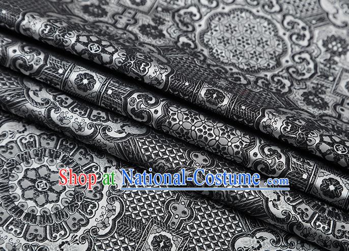 Chinese Traditional Avalokitesvara Pattern Grey Brocade Fabric Cheongsam Satin Tapestry Drapery