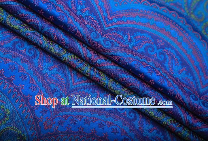 Chinese Traditional Pattern Design Deep Blue Brocade Fabric Cheongsam Satin Tapestry Drapery