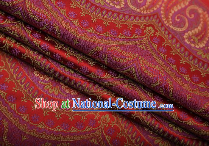 Chinese Traditional Pattern Design Red Brocade Fabric Cheongsam Satin Tapestry Drapery