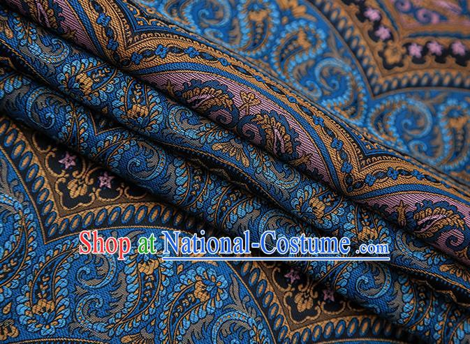 Chinese Traditional Pattern Design Navy Brocade Fabric Cheongsam Satin Tapestry Drapery