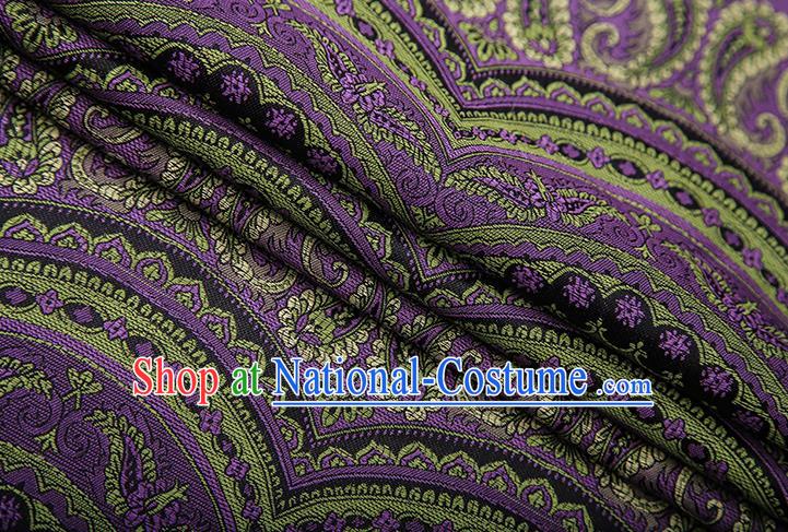 Chinese Traditional Pattern Design Purple Brocade Fabric Cheongsam Satin Tapestry Drapery