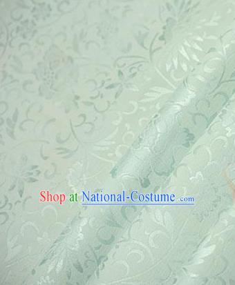 Chinese Traditional Little Flowers Pattern Design Light Green Brocade Fabric Hanfu Dress Satin Tapestry Drapery