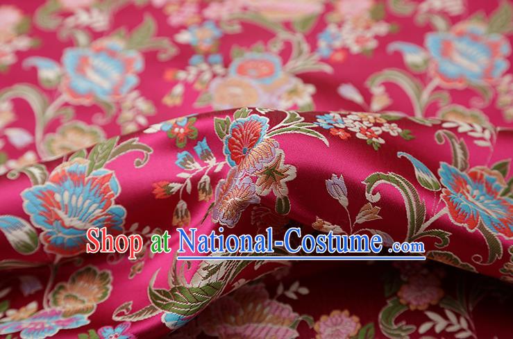 Chinese Traditional Phalaenopsis Pattern Rosy Brocade Fabric Cheongsam Satin Tapestry Drapery