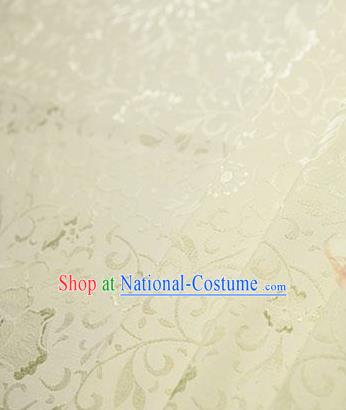 Chinese Traditional Little Flowers Pattern Design Light Yellow Brocade Fabric Hanfu Dress Satin Tapestry Drapery