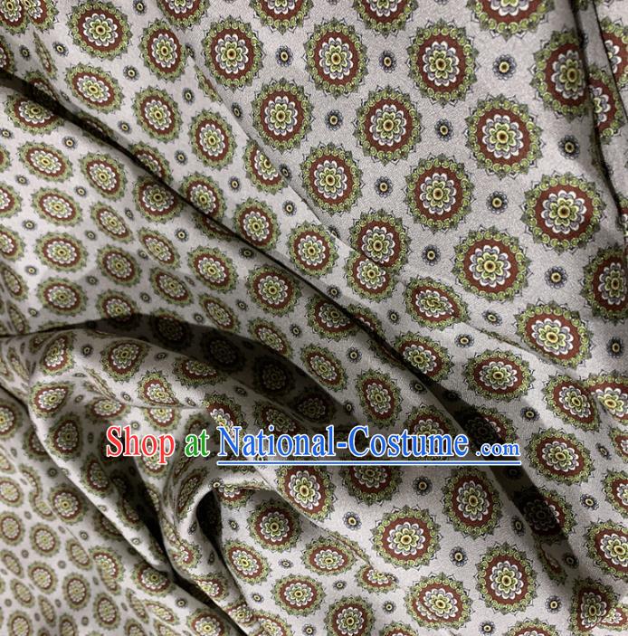 Chinese Traditional Flowers Design Pattern Light Grey Silk Fabric Cheongsam Mulberry Silk Drapery