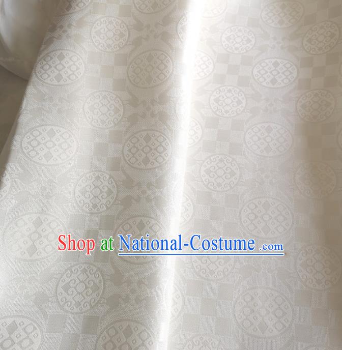 Chinese Traditional Round Design Pattern White Silk Fabric Cheongsam Mulberry Silk Drapery