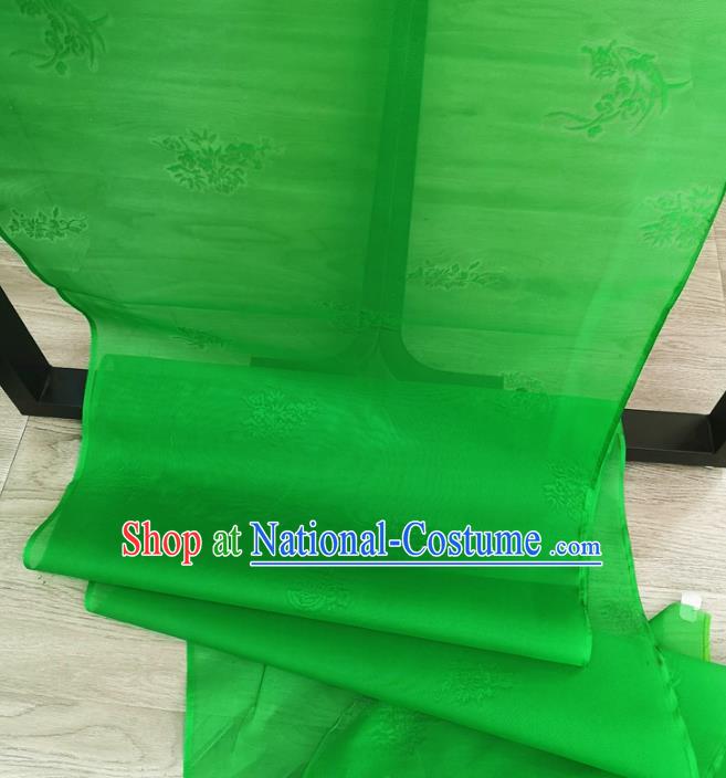 Chinese Traditional Jacquard Design Pattern Green Silk Fabric Cheongsam Mulberry Silk Drapery