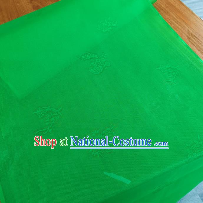 Chinese Traditional Jacquard Design Pattern Green Silk Fabric Cheongsam Mulberry Silk Drapery