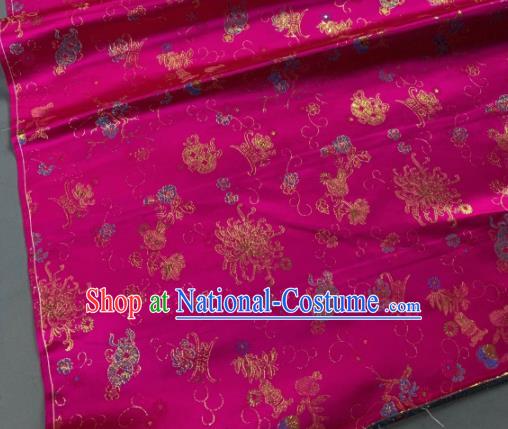 Chinese Classical Plum Chrysanthemum Pattern Design Rosy Silk Fabric Asian Traditional Hanfu Brocade Material