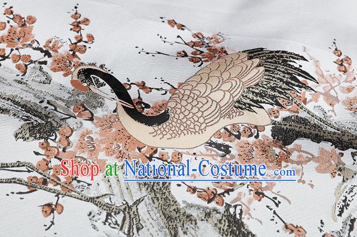 Chinese Traditional Orange Plum Crane Pattern Brocade Fabric Cheongsam Tapestry Drapery