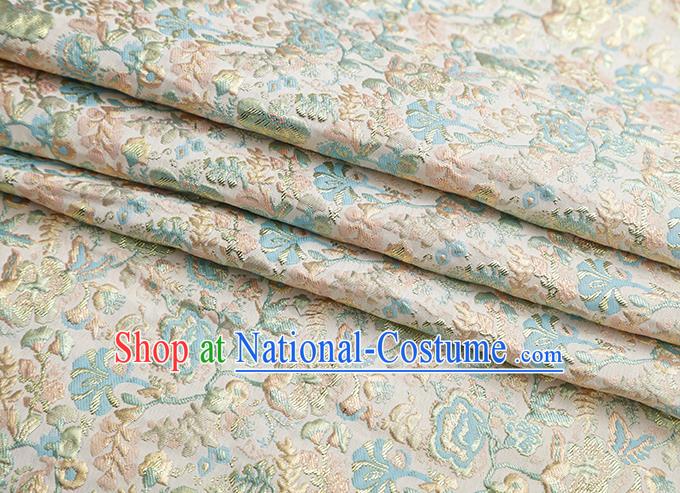 Chinese Traditional Jacquard Flowers Pattern Beige Brocade Fabric Cheongsam Tapestry Drapery