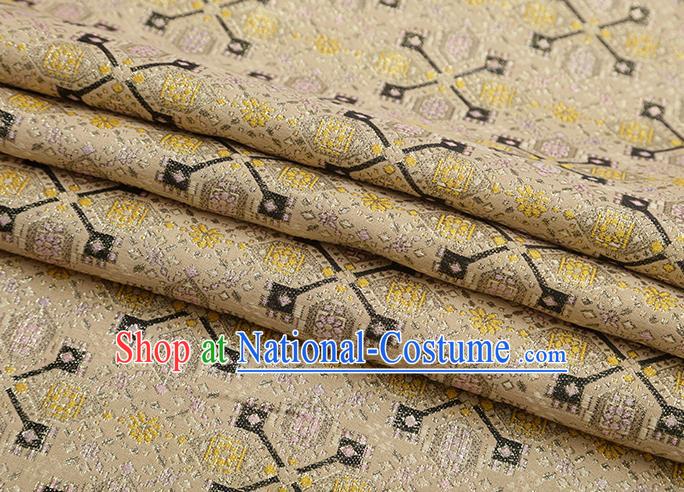 Chinese Traditional Jacquard Graph Pattern Yellow Brocade Fabric Cheongsam Tapestry Drapery