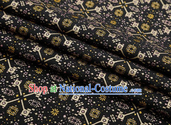 Chinese Traditional Jacquard Graph Pattern Black Brocade Fabric Cheongsam Tapestry Drapery