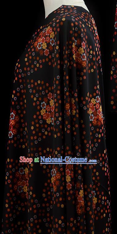 Chinese Traditional Flowers Design Pattern Black Silk Fabric Cheongsam Mulberry Silk Drapery