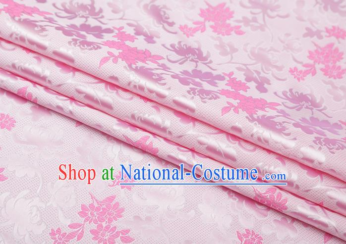 Chinese Traditional Jacquard Pattern Pink Brocade Fabric Cheongsam Tapestry Drapery