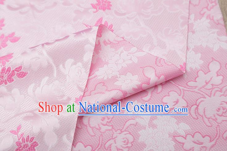 Chinese Traditional Jacquard Pattern Pink Brocade Fabric Cheongsam Tapestry Drapery