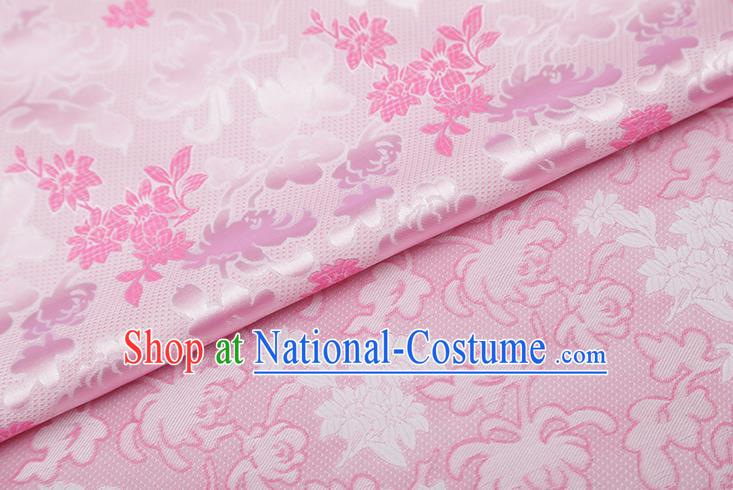 Chinese Traditional Jacquard Pattern Pink Brocade Fabric Cheongsam Tapestry Drapery